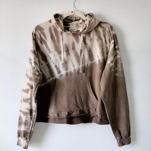 NWT Sunset Glow Womens Brown Mocha Drop Sholuder Tie-Dye Pullover Hoodie Size M